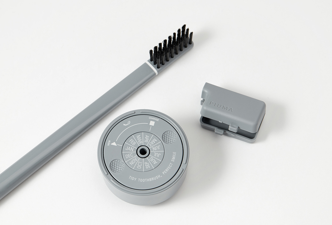 PIUMA Medium toothbrush with stand ASPHALT GREY