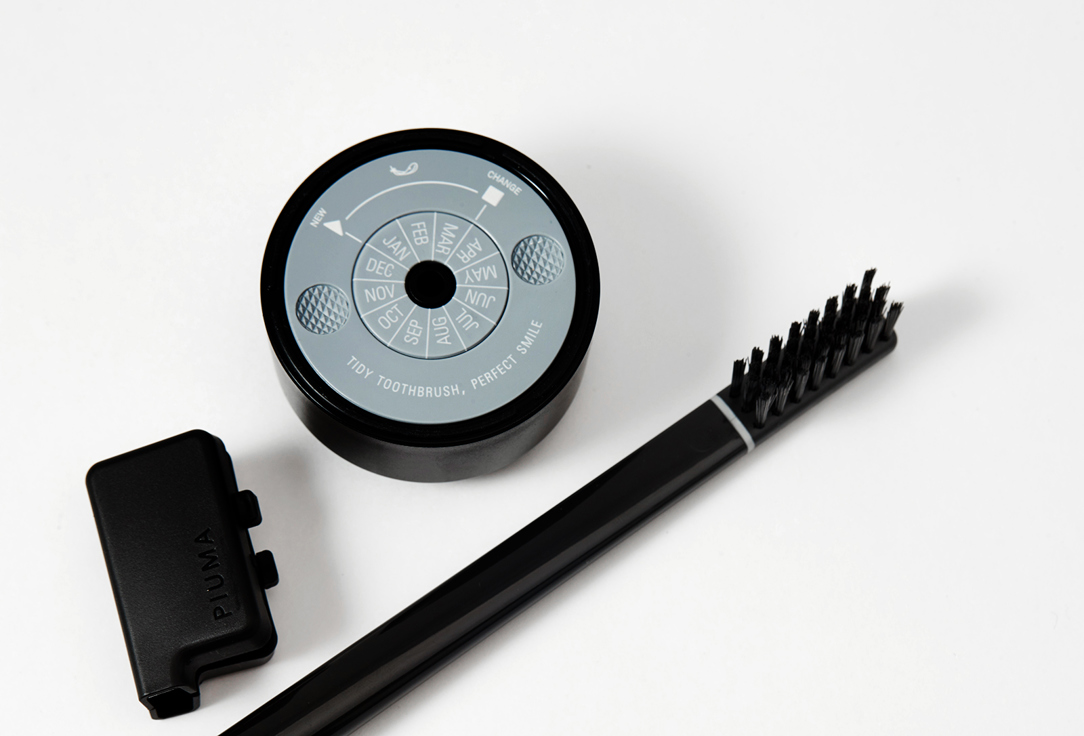 PIUMA Medium toothbrush with stand PERFECT BLACK