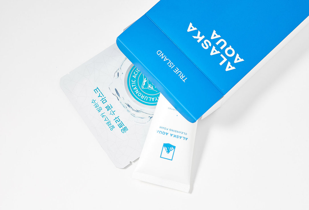 True Island Face Cleansing Foam and Sheet Mask Set Alaska aqua 2 pcs True Island Face Cleansing Foam and Sheet Mask Set Alaska aqua