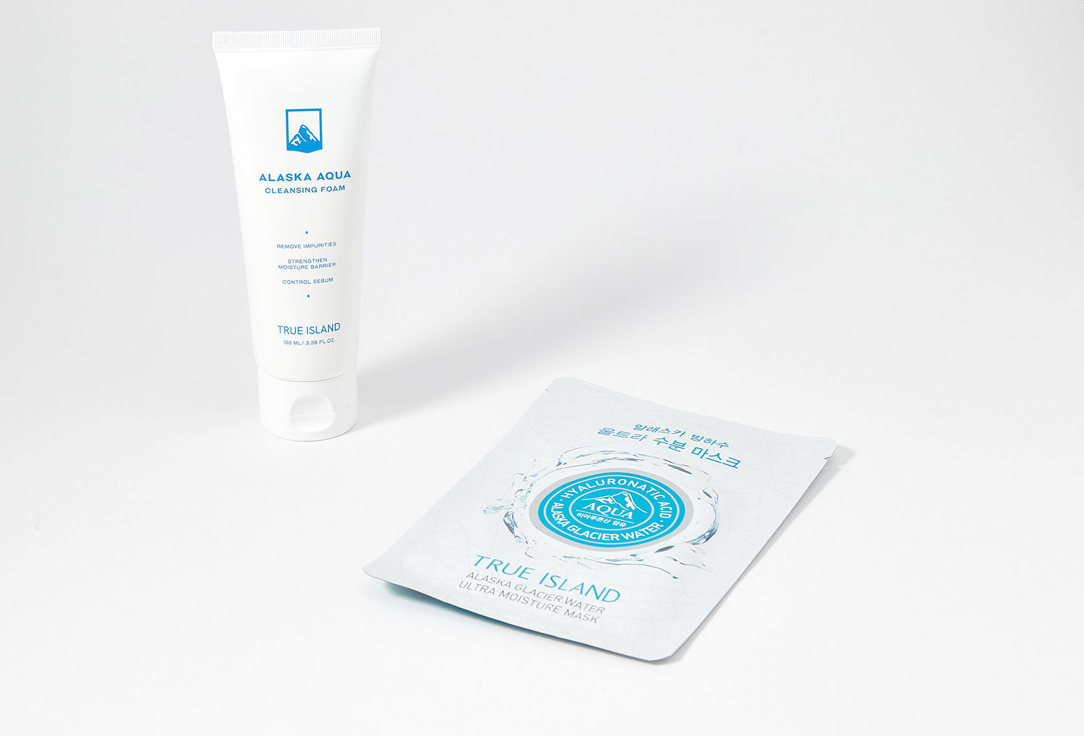 True Island Face Cleansing Foam and Sheet Mask Set Alaska aqua 2 pcs True Island Face Cleansing Foam and Sheet Mask Set Alaska aqua