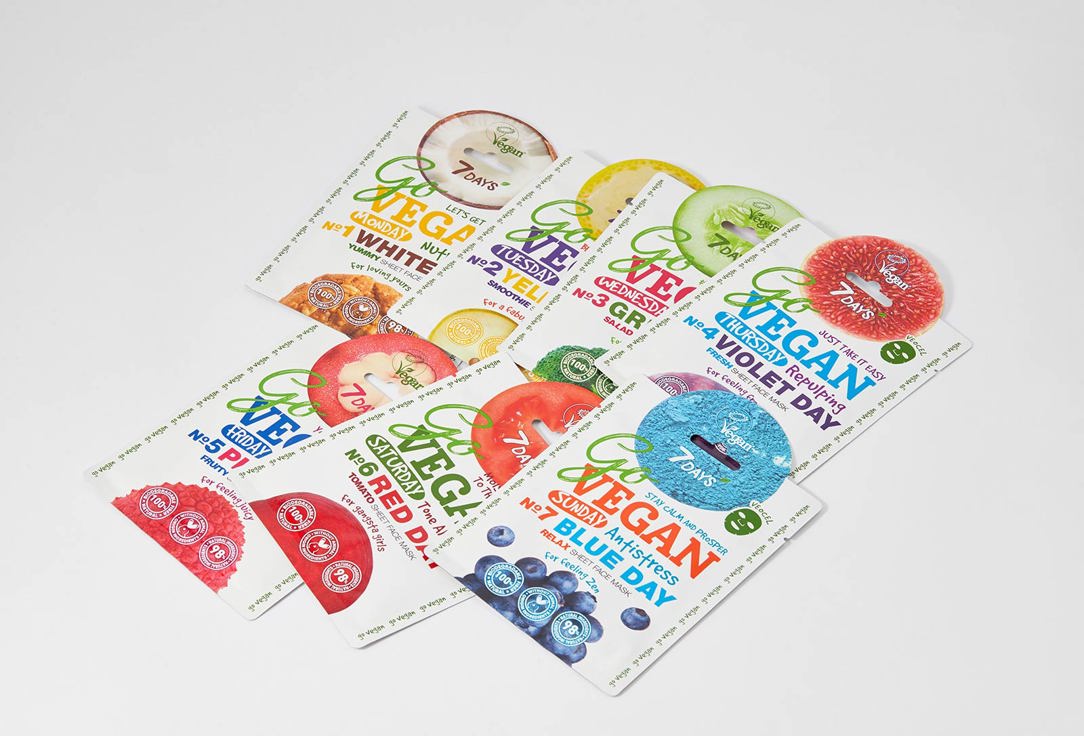7DAYS Face Sheet Masks Set GO VEGAN Colour Diet 7 pcs 7DAYS Face Sheet Masks Set GO VEGAN Colour Diet