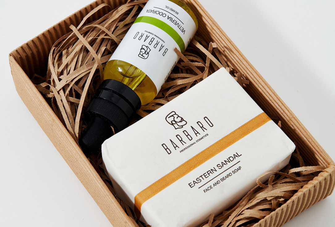 BARBARO Beard Oil & Face and Beard Soap Set Eastern sandal 2 pcs BARBARO Beard Oil & Face and Beard Soap Set Eastern sandal