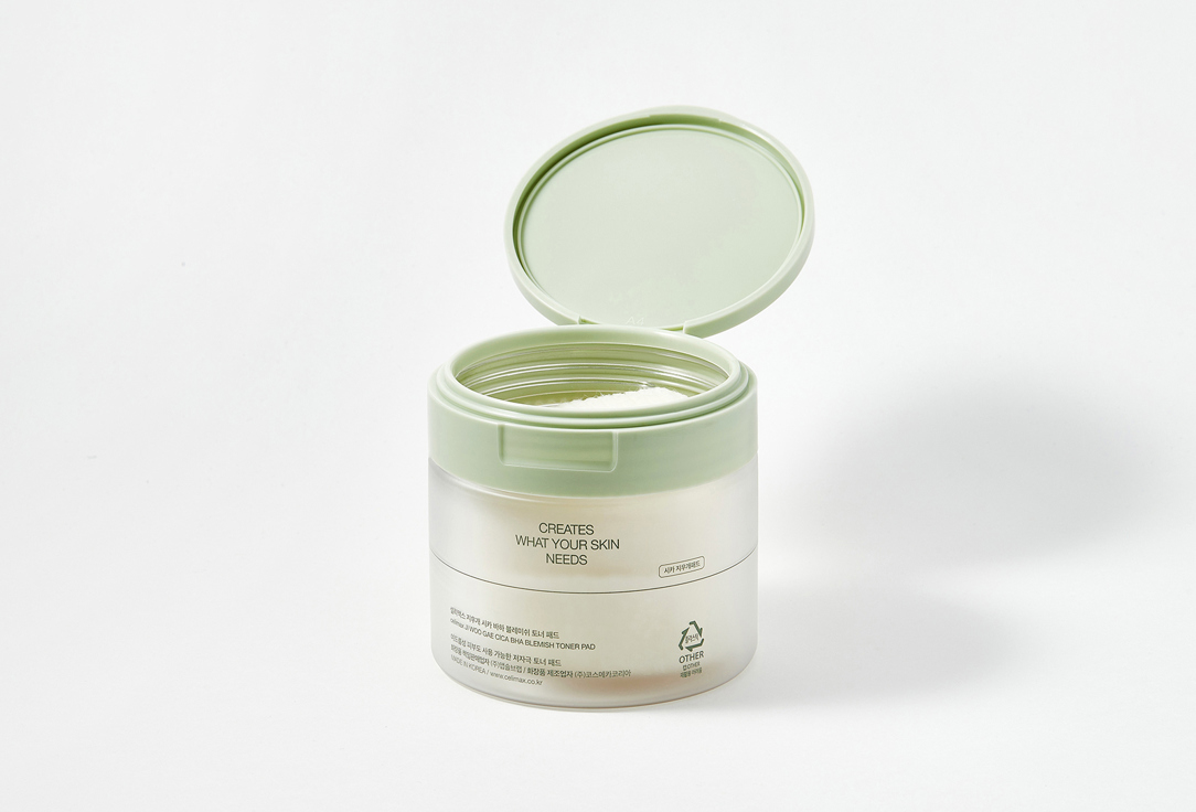 Celimax Успокаивающие тонер-пэды для лица Ji Woo Gae Cica BHA Blemish