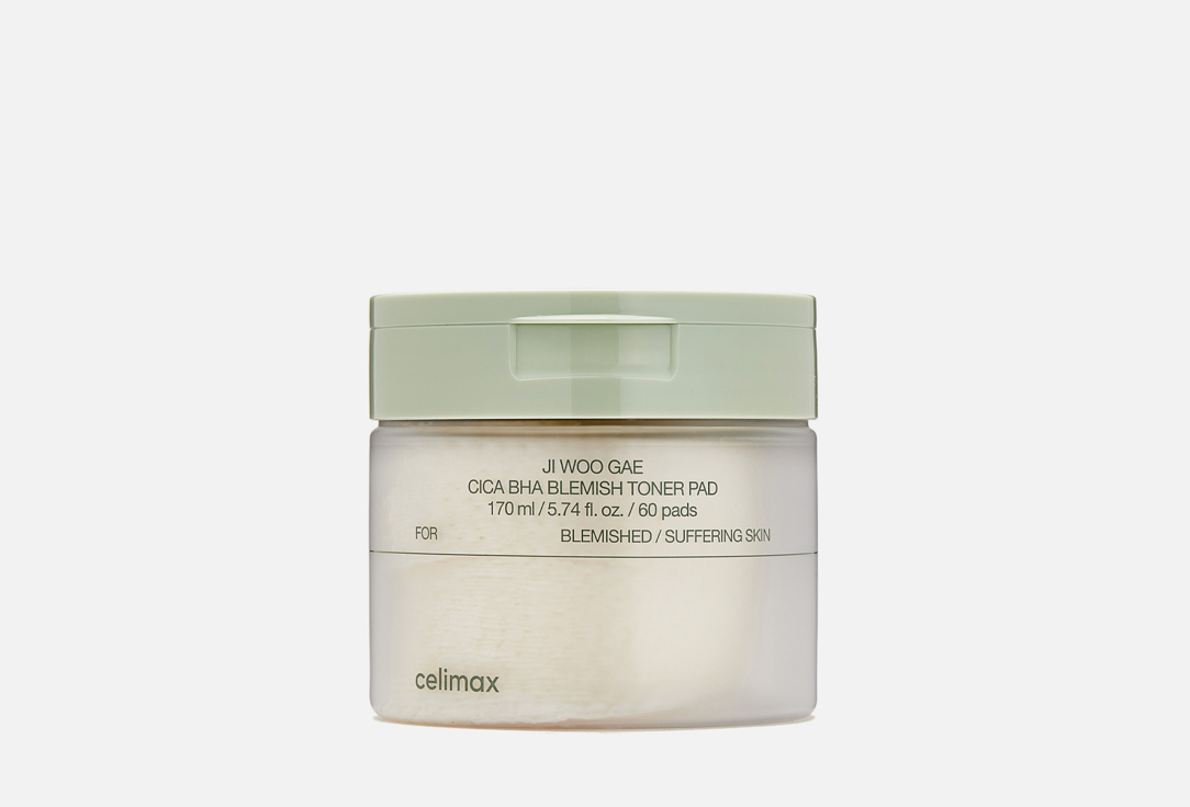 Celimax Успокаивающие тонер-пэды для лица Ji Woo Gae Cica BHA Blemish