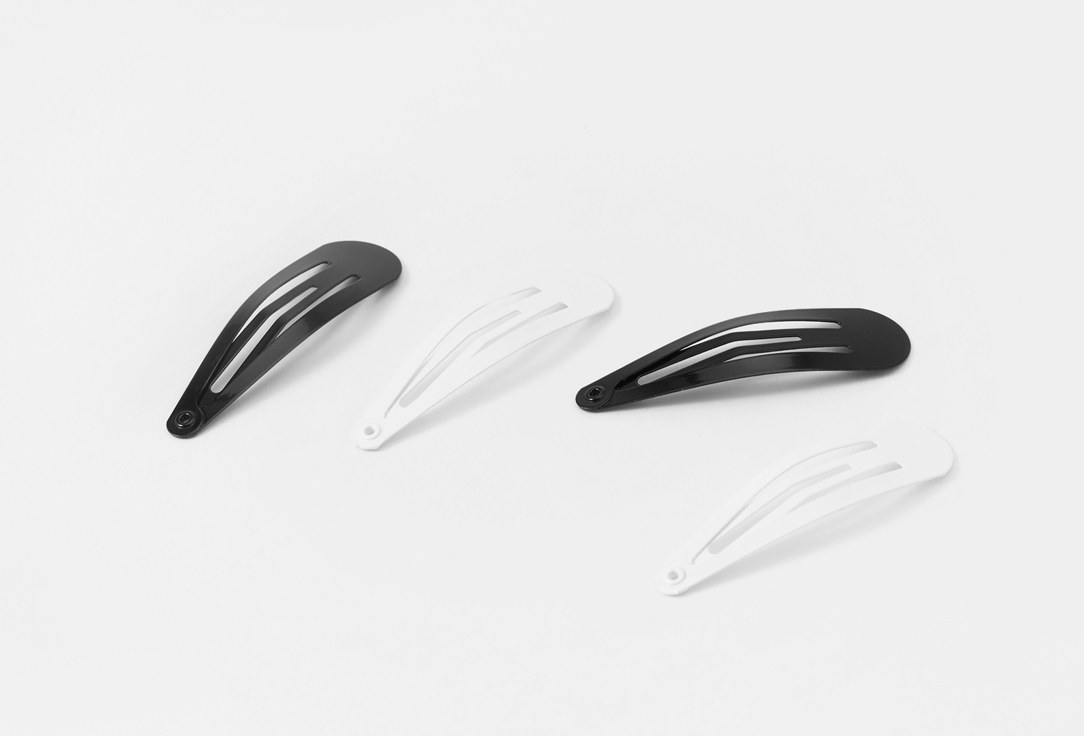 For me by gold apple Hair clips Snap clips Black & white 4 pcs For me by gold apple Hair clips Snap clips