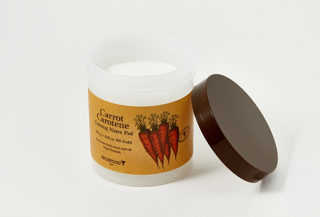 SKINFOOD Hydrating soothing toner pads for face Carrot Carotene Calming Water Pad