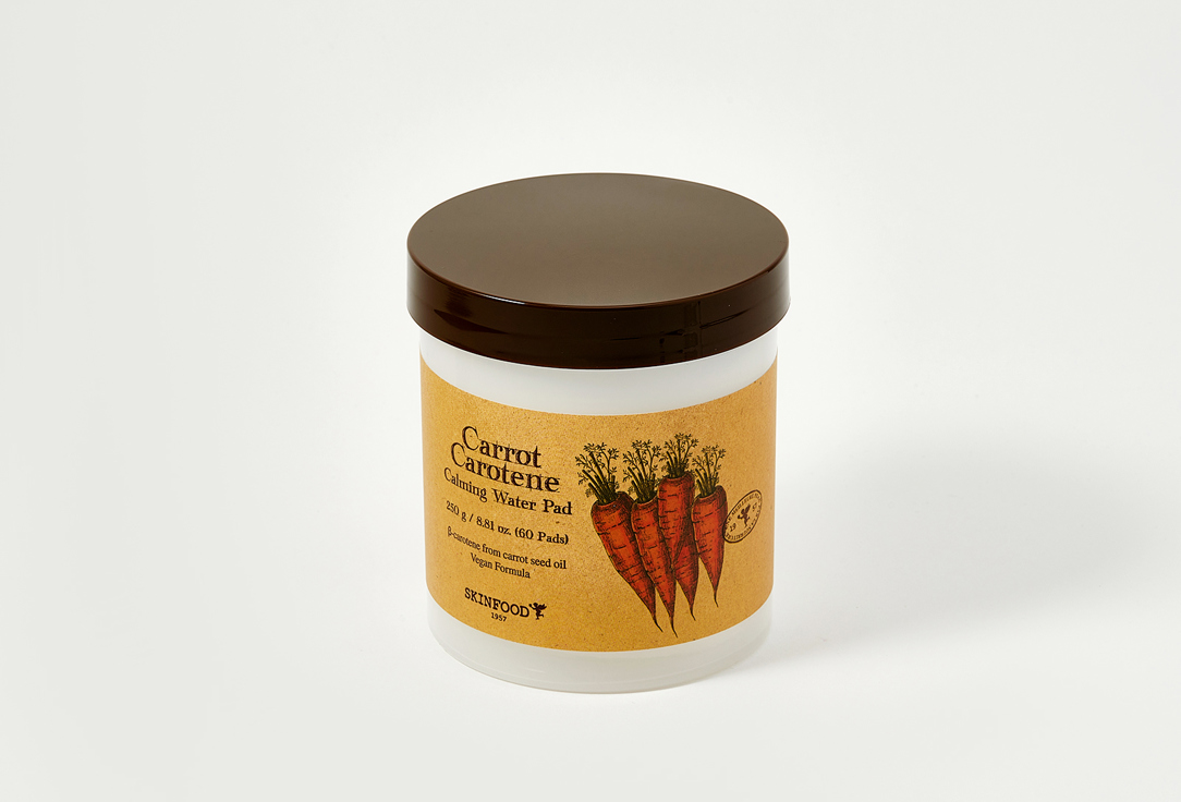 SKINFOOD Hydrating soothing toner pads for face Carrot Carotene Calming Water Pad