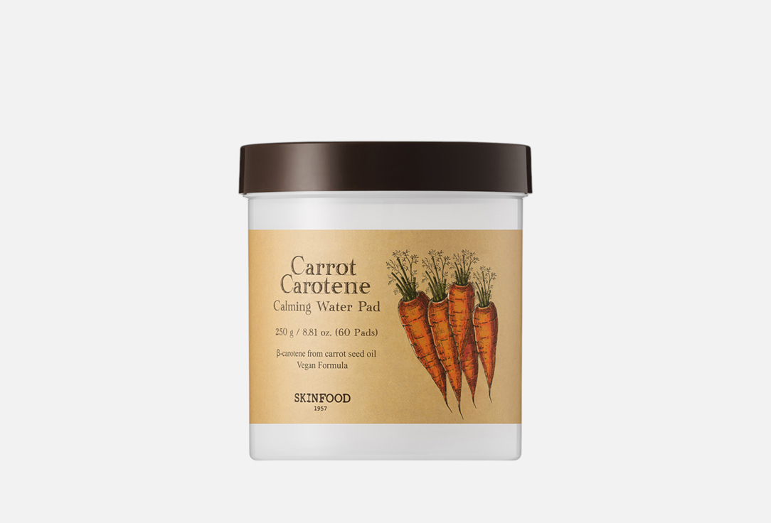 SKINFOOD Hydrating soothing toner pads for face Carrot Carotene Calming Water Pad