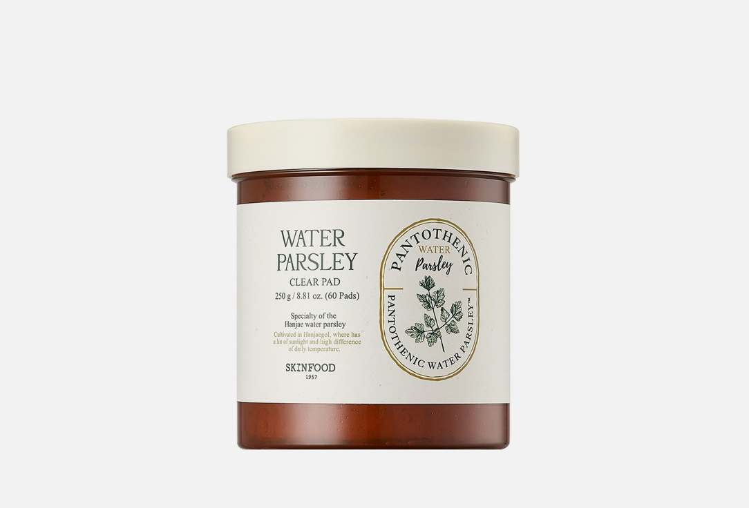 SKINFOOD Soothing exfoliating toner pads for face Pantothenic Water Parsley Clear Pad