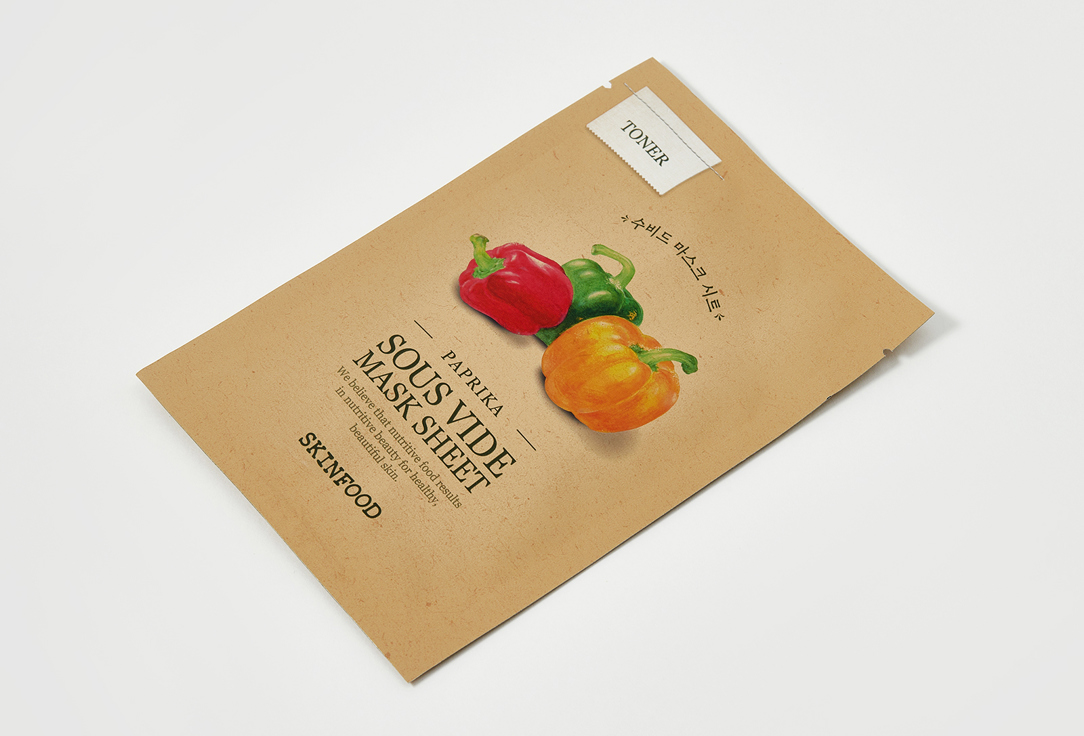 SKINFOOD Brightening revitalizing facial sheet mask Paprika Sous Vide Mask Sheet