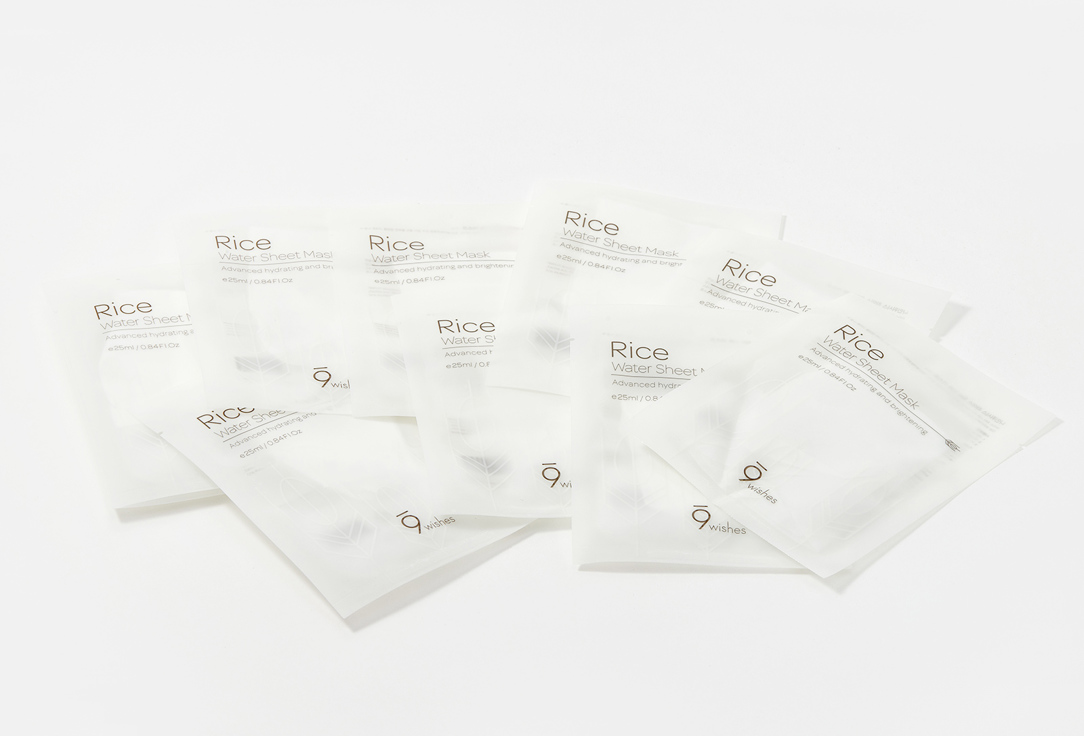 9 wishes Набор тканевых увлажняющих масок для лица Rice Water Sheet Mask 10 шт 9 wishes Набор тканевых увлажняющих масок для лица Rice Water Sheet Mask
