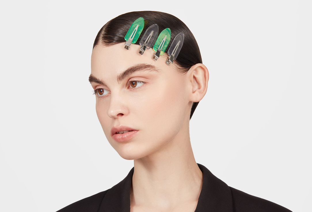 For me by gold apple Hair clips Crease free Lime & white 4 pcs For me by gold apple Hair clips Crease free