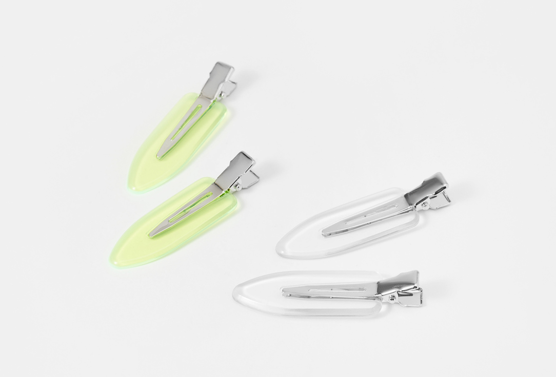 For me by gold apple Hair clips Crease free Lime & white 4 pcs For me by gold apple Hair clips Crease free