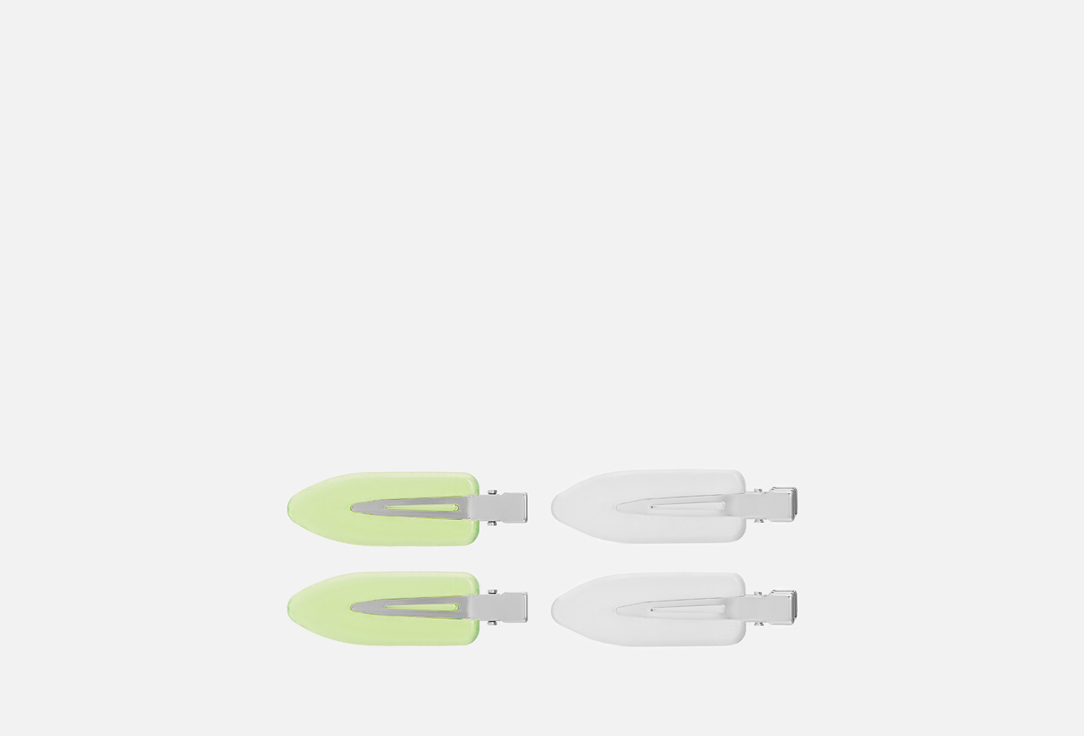 For me by gold apple Hair clips Crease free Lime & white 4 pcs For me by gold apple Hair clips Crease free