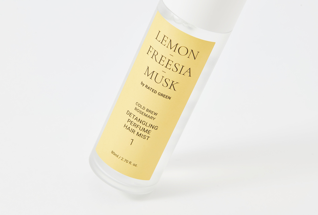 RATED GREEN Разглаживающий спрей для волос Detangling Perfume Hair Mist Lemon-Freesia-Musk 80 мл RATED GREEN Разглаживающий спрей для волос Detangling Perfume Hair Mist Lemon-Freesia-Musk