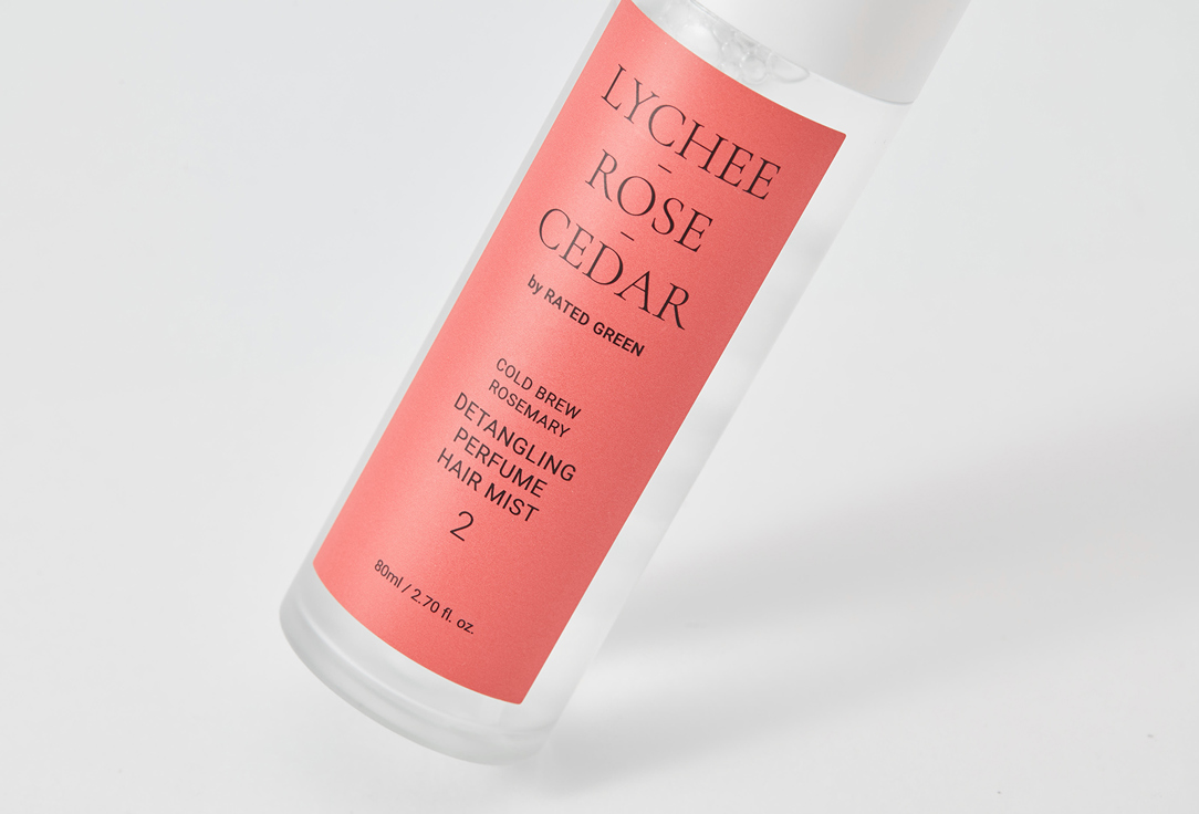 RATED GREEN Разглаживающий спрей для волос Detangling Perfume Hair Mist Lychee-Rose-Cedar 80 мл RATED GREEN Разглаживающий спрей для волос Detangling Perfume Hair Mist Lychee-Rose-Cedar