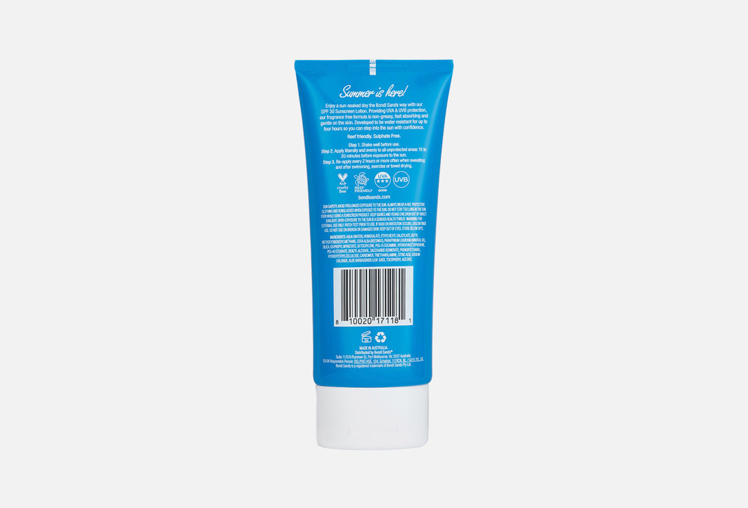 Bondi Sands Suncreen Body Lotion SPF30 Fragrance Free 150 ml Bondi Sands Suncreen Body Lotion SPF30 Fragrance Free
