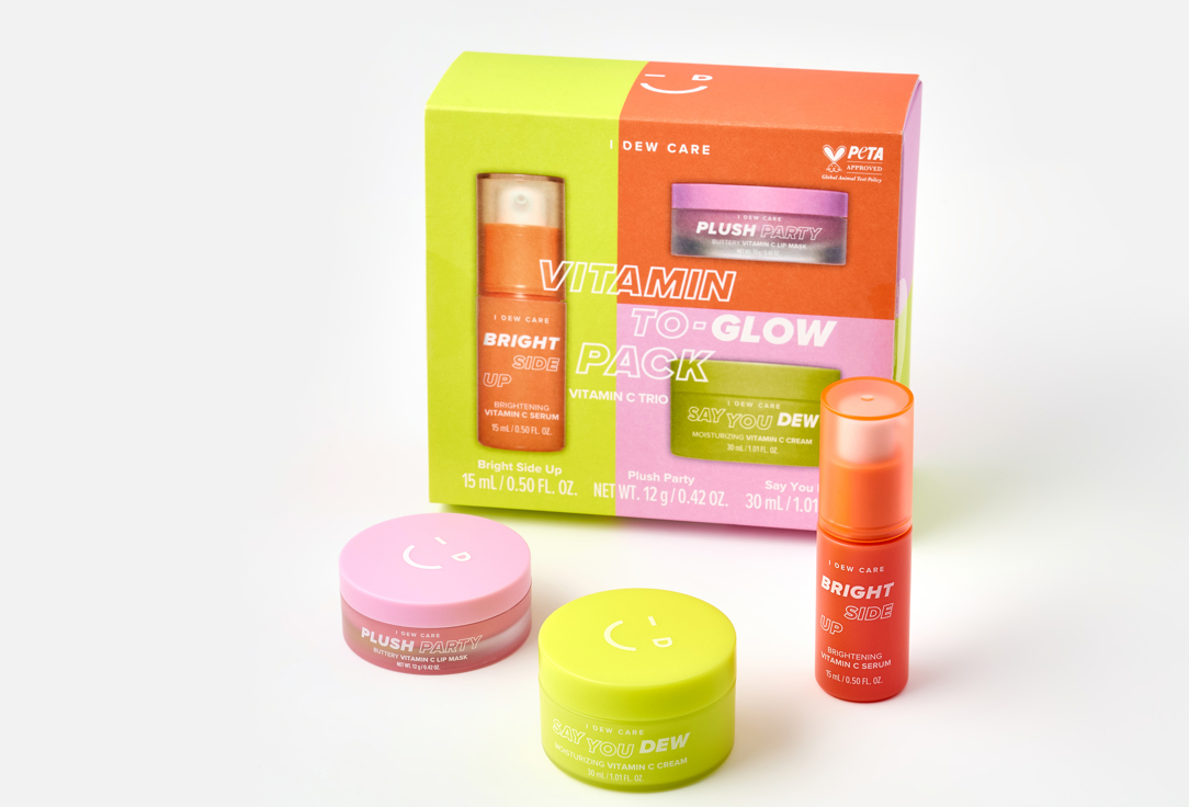 I DEW CARE Brightening Serum, Moisturizer, Night Lip Mask Set Vitamin to-glow pack