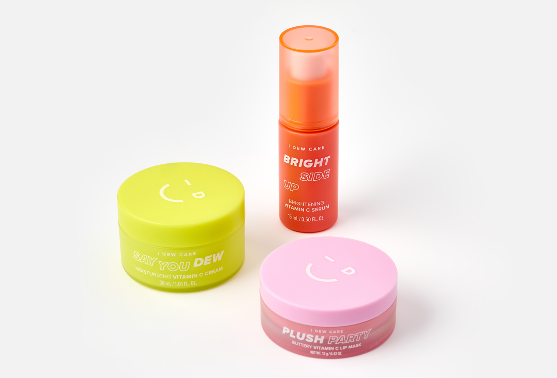 I DEW CARE Brightening Serum, Moisturizer, Night Lip Mask Set Vitamin to-glow pack