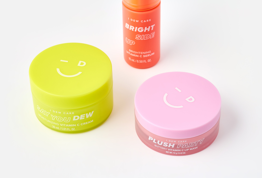 I DEW CARE Brightening Serum, Moisturizer, Night Lip Mask Set Vitamin to-glow pack