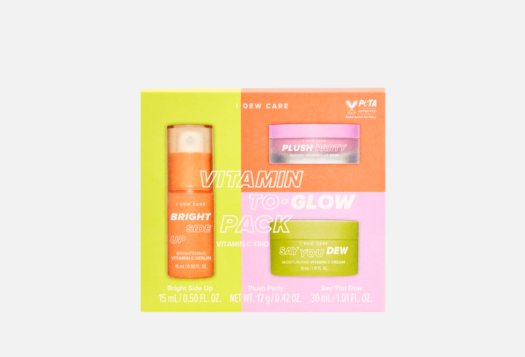 I DEW CARE Brightening Serum, Moisturizer, Night Lip Mask Set Vitamin to-glow pack