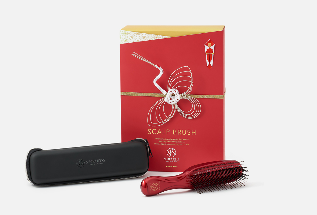 S-Heart-S Scalp Brush & Zipper Case Set world premium long Red 1 pcs S-Heart-S Scalp Brush & Zipper Case Set world premium long