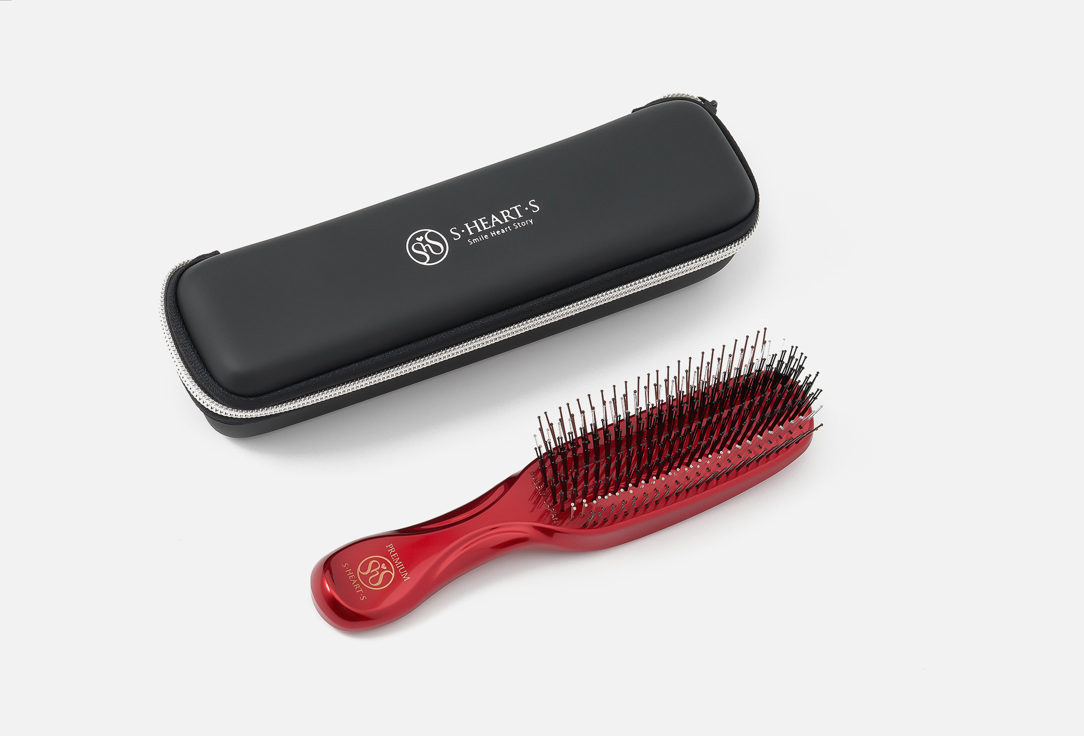 S-Heart-S Scalp Brush & Zipper Case Set world premium long Red 1 pcs S-Heart-S Scalp Brush & Zipper Case Set world premium long