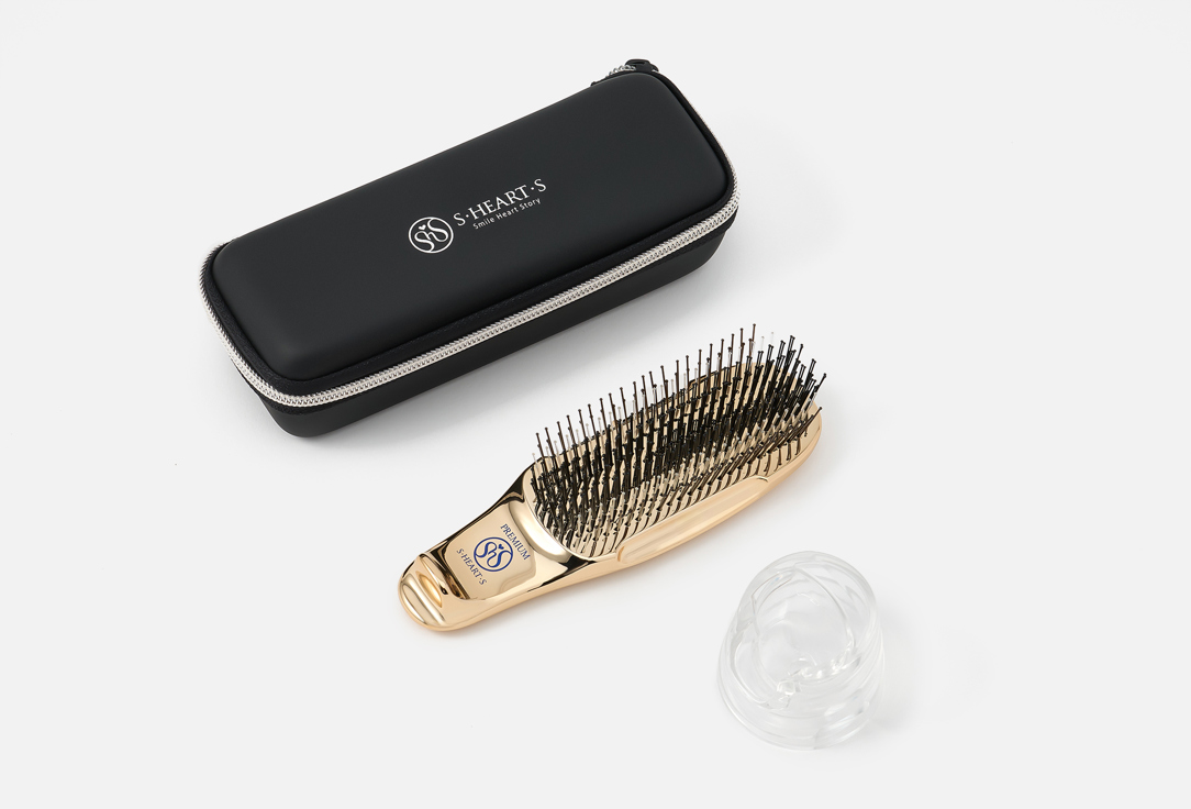 S-Heart-S Scalp Brush & Zipper Case Set world premium short Champagne-gold 1 pcs S-Heart-S Scalp Brush & Zipper Case Set world premium short