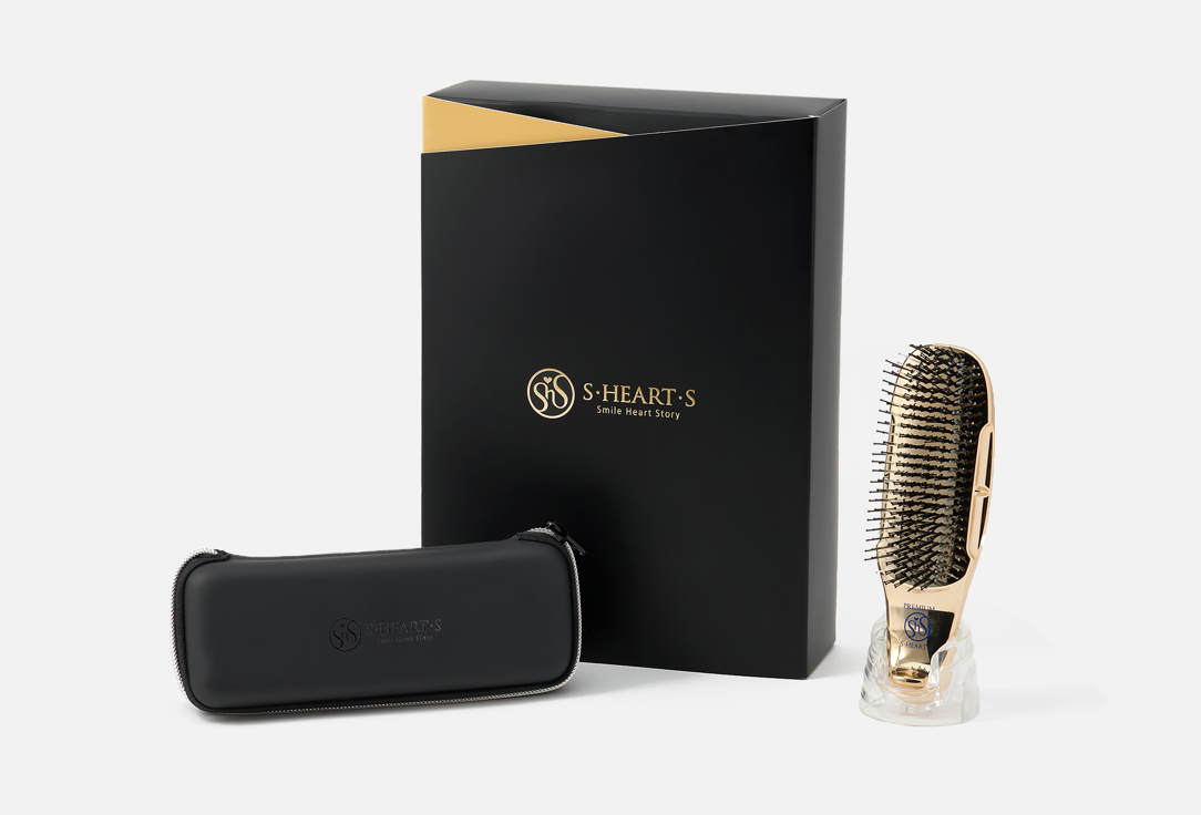 S-Heart-S Scalp Brush & Zipper Case Set world premium short Champagne-gold 1 pcs S-Heart-S Scalp Brush & Zipper Case Set world premium short