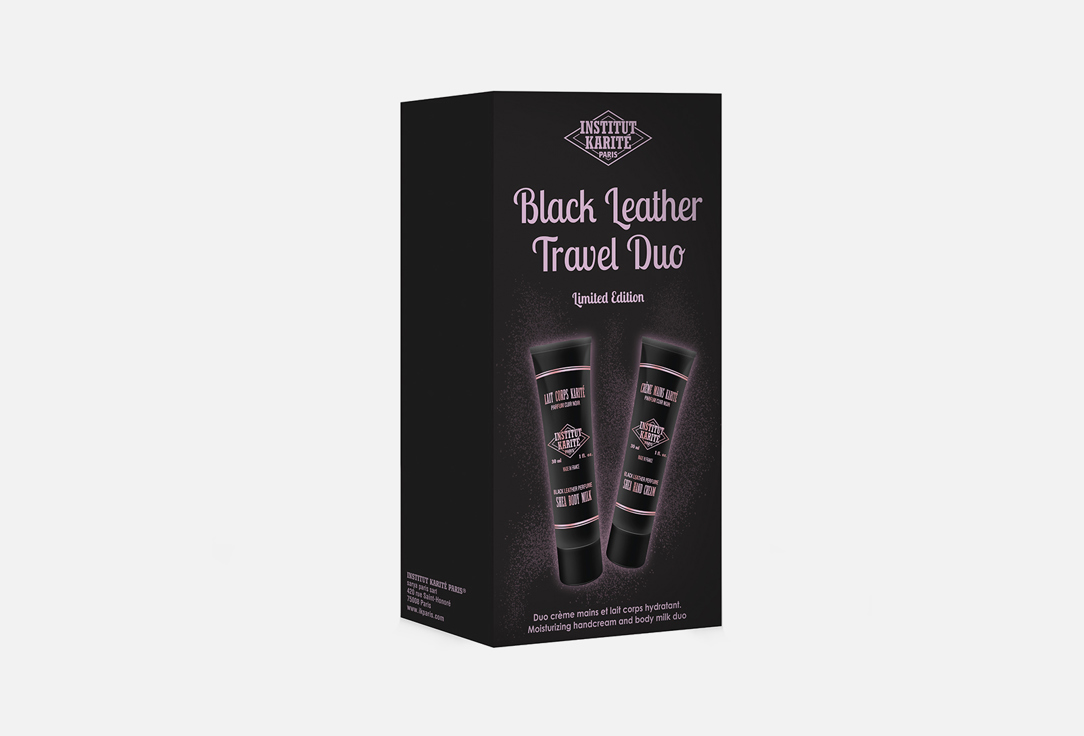 INSTITUT KARITE PARIS body milk & hand cream Set Black Leather Travel Duo