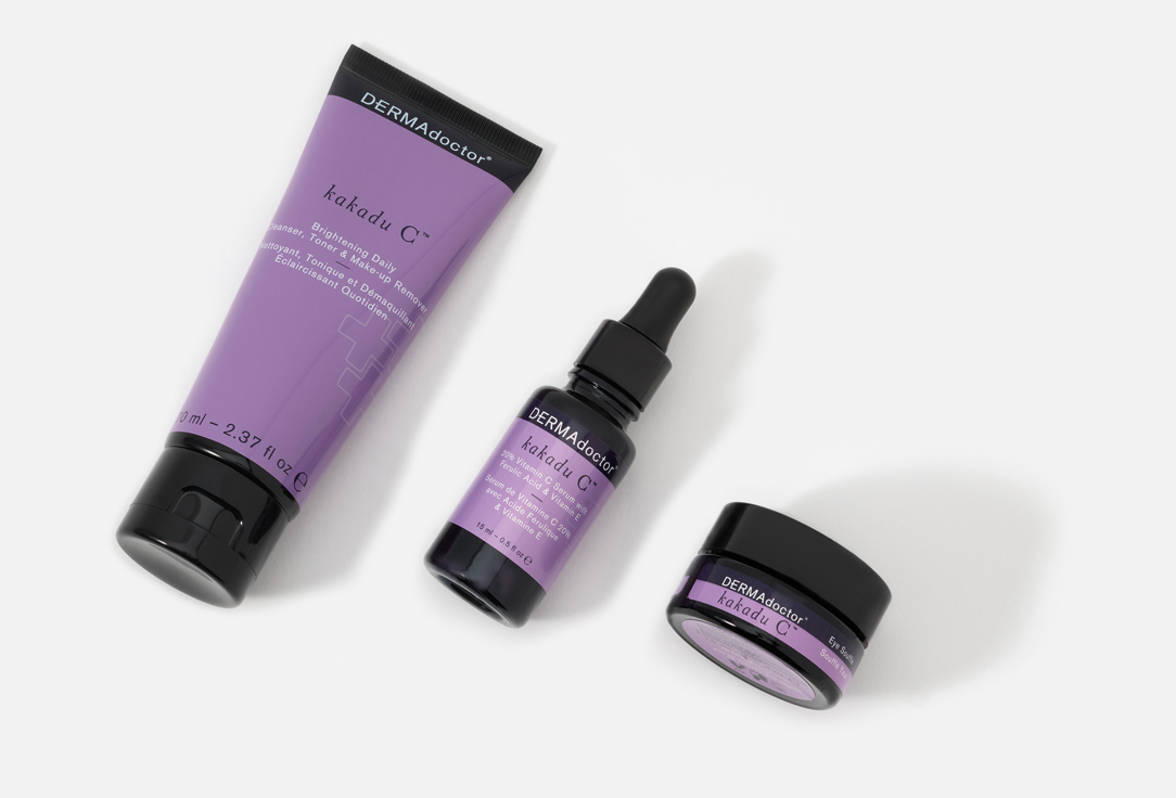 dermadoctor Face Care Set: Cleanser, Serum, Eye Souffle Kakadu C Vitamin C Brightening Kit