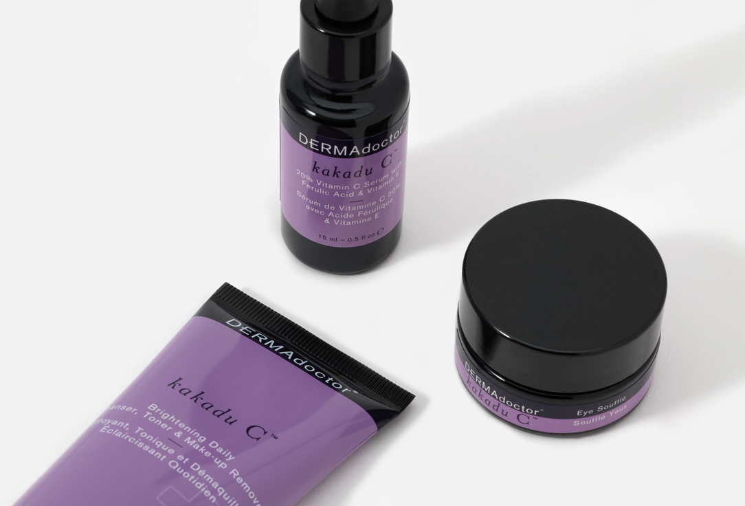 dermadoctor Face Care Set: Cleanser, Serum, Eye Souffle Kakadu C Vitamin C Brightening Kit