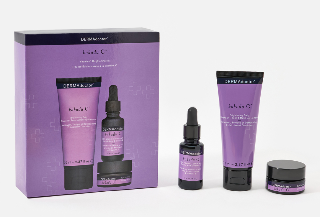 dermadoctor Face Care Set: Cleanser, Serum, Eye Souffle Kakadu C Vitamin C Brightening Kit