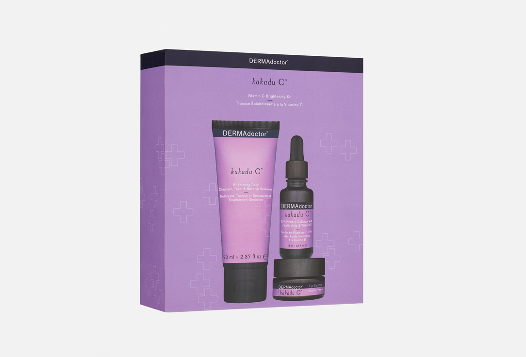 dermadoctor Face Care Set: Cleanser, Serum, Eye Souffle Kakadu C Vitamin C Brightening Kit