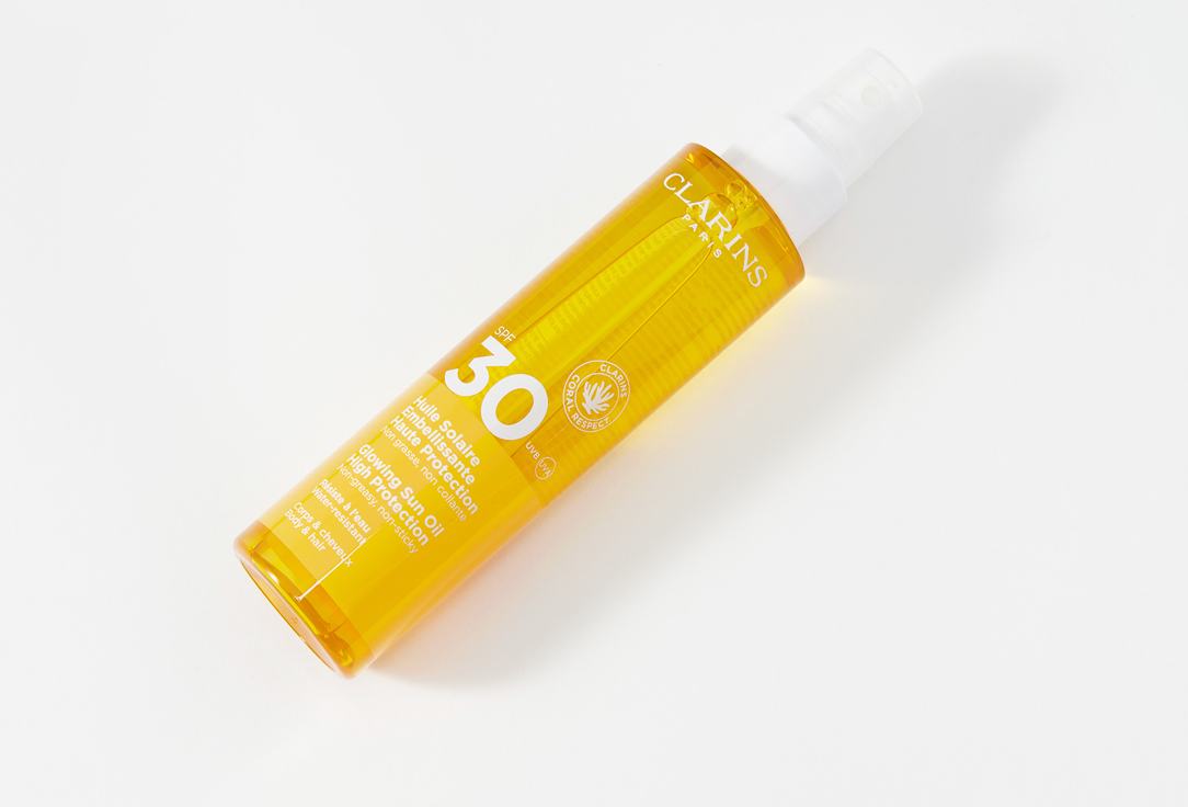 Clarins Солнцезащитное масло для тела и волос SPF 30 Huile Solaire Embellisante