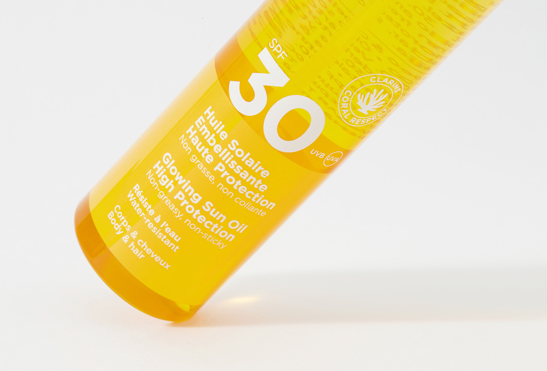 Clarins Солнцезащитное масло для тела и волос SPF 30 Huile Solaire Embellisante