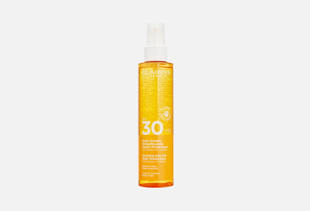 Clarins Солнцезащитное масло для тела и волос SPF 30 Huile Solaire Embellisante