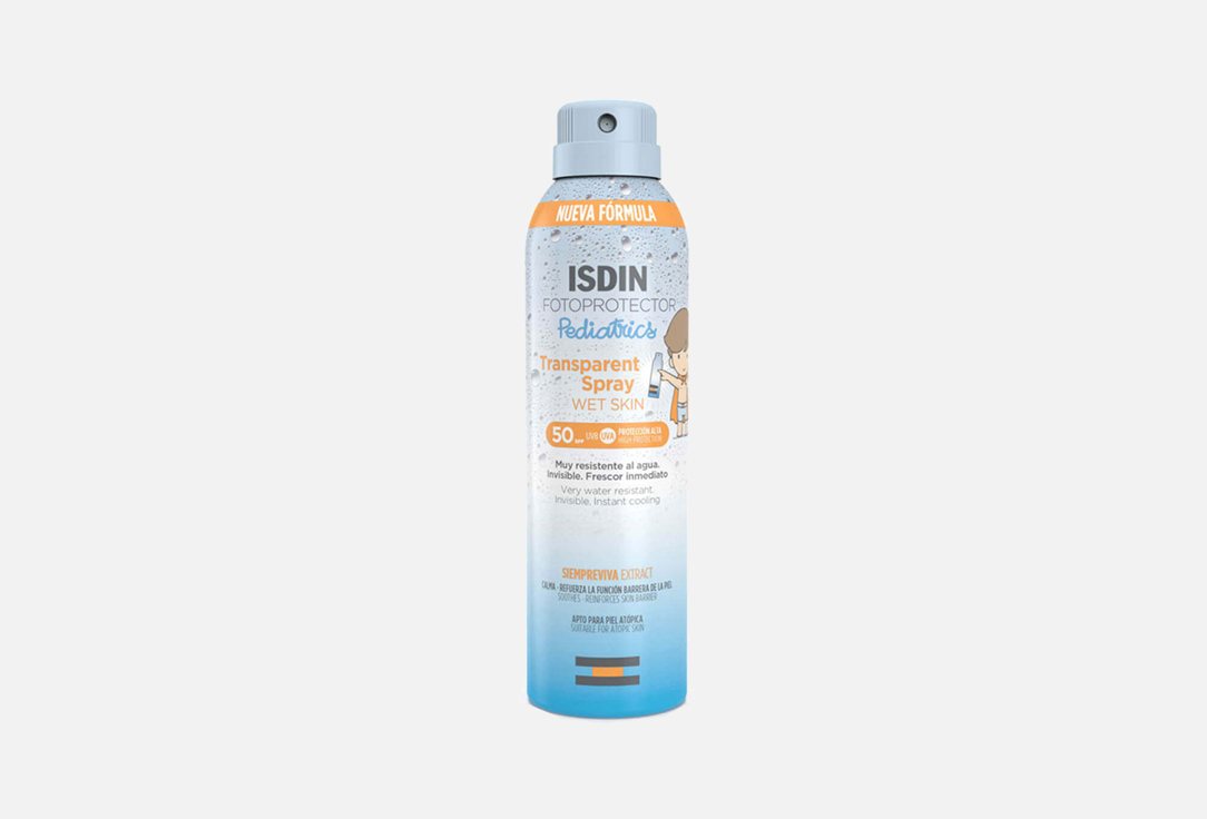 ISDIN Sunscreen Spray SPF 50+ Fotoprotector Pediatrics Wet Skin Transparent
