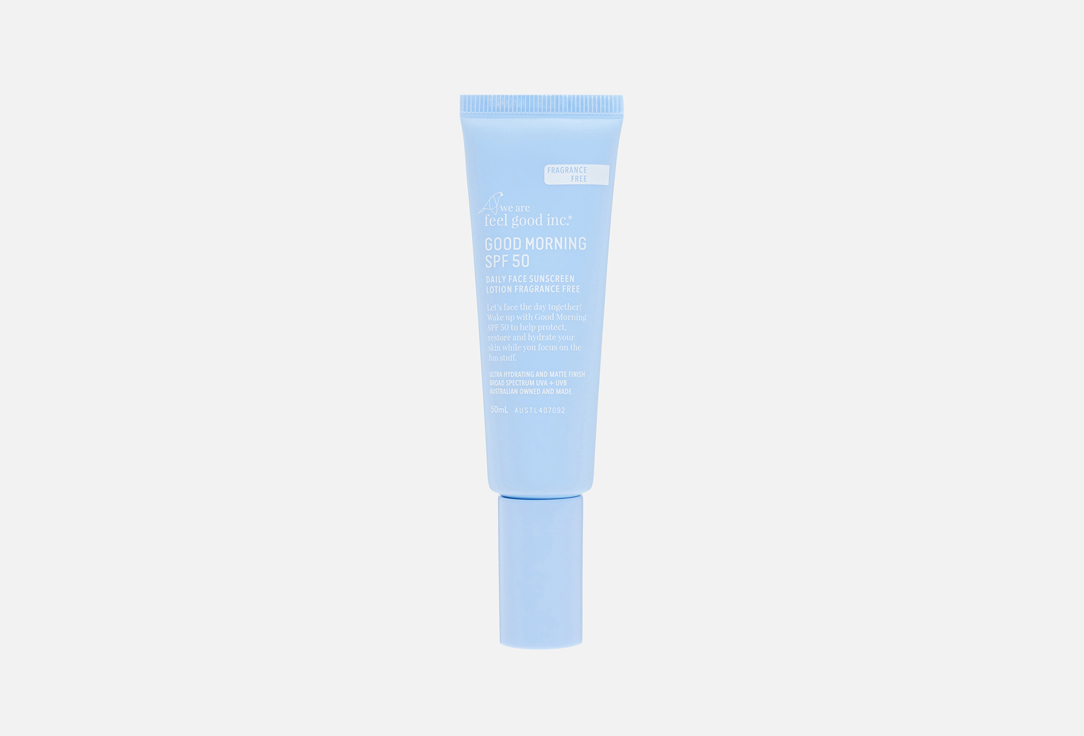 We are feel good inc. Daily face sunscreen lotion SPF50 Good morning