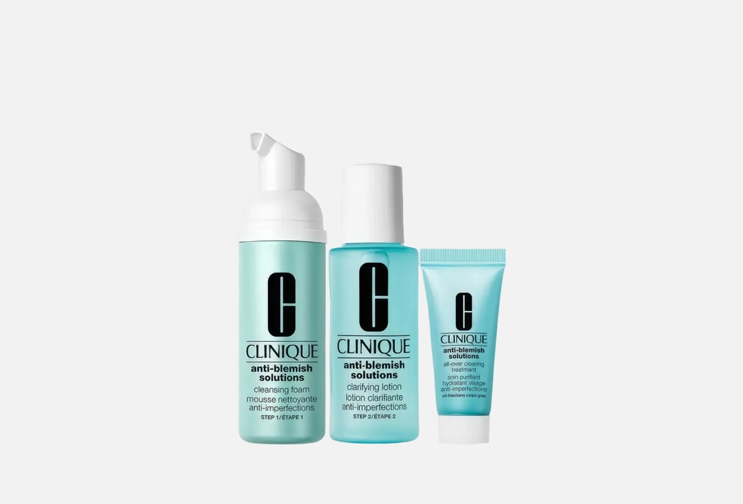 Clinique Skin Care Kit: Cleansing Foam, Clarifying Lotion, Clearing Moisturizer Anti-Blemish Solutions 3 pcs Clinique Skin Care Kit: Cleansing Foam, Clarifying Lotion, Clearing Moisturizer Anti-Blemish Solutions
