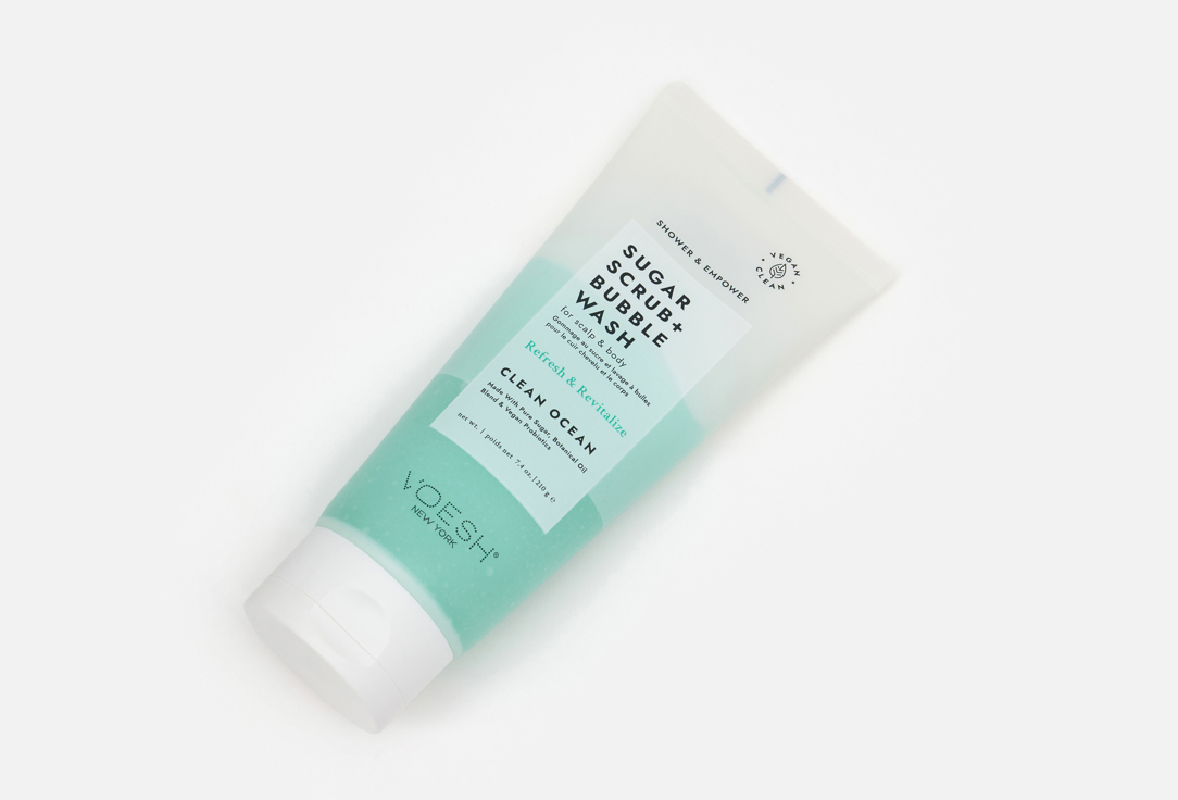 Voesh 2-in-1 Body Scrub & Body Wash Sugar Scrub + Bubble Wash Clean Ocean