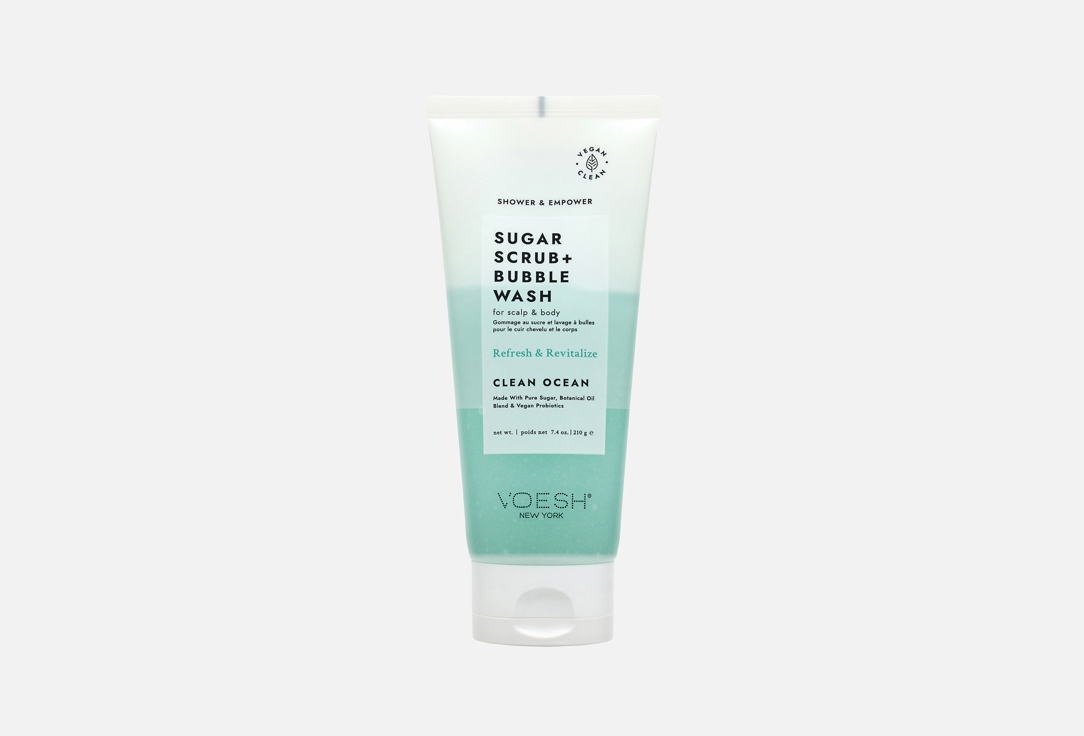 Voesh 2-in-1 Body Scrub & Body Wash Sugar Scrub + Bubble Wash Clean Ocean