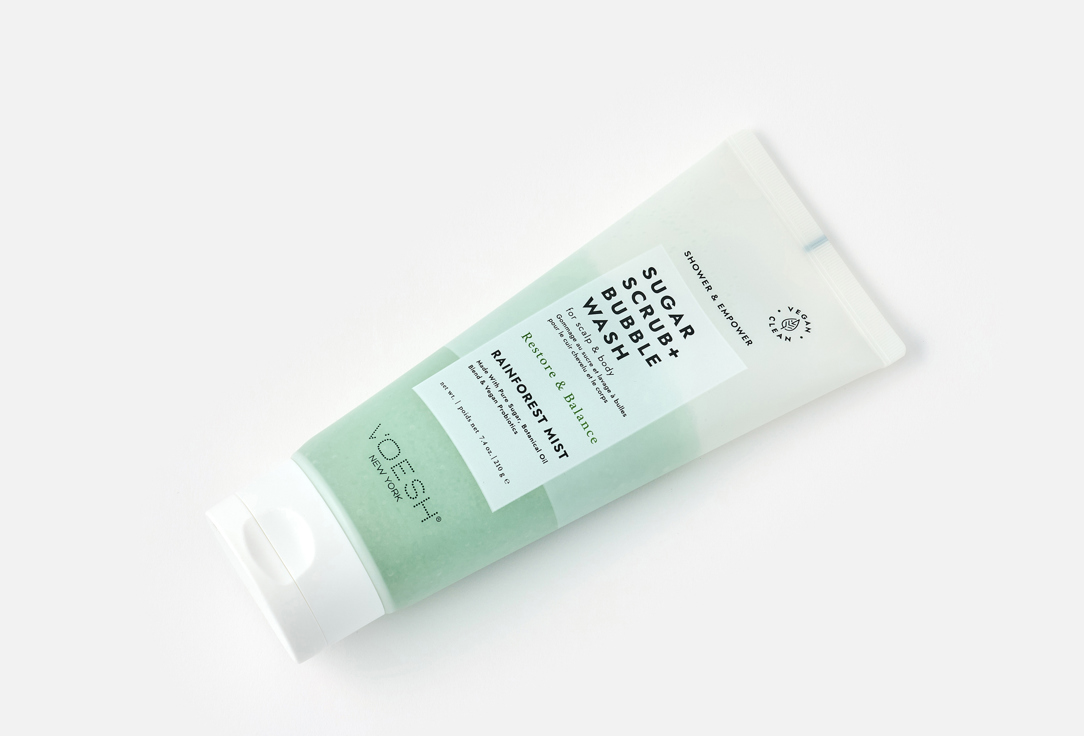 Voesh 2-in-1 Body Scrub & Body Wash Sugar Scrub + Bubble Wash Rainforest Mist