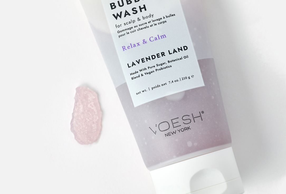 Voesh 2-in-1 Body Scrub & Body Wash Sugar Scrub + Bubble Wash Lavender Land