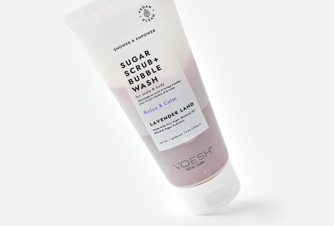 Voesh 2-in-1 Body Scrub & Body Wash Sugar Scrub + Bubble Wash Lavender Land