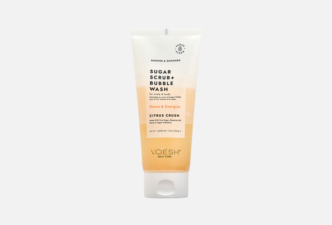 Voesh 2-in-1 Body Scrub & Body Wash Sugar Scrub + Bubble Wash Citrus Crush