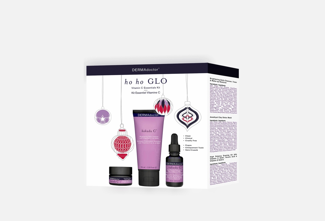 dermadoctor Face Care Set: Cleanser, Mask, Evening Oil Ho Ho Glo Vitamin C Essentials Kit