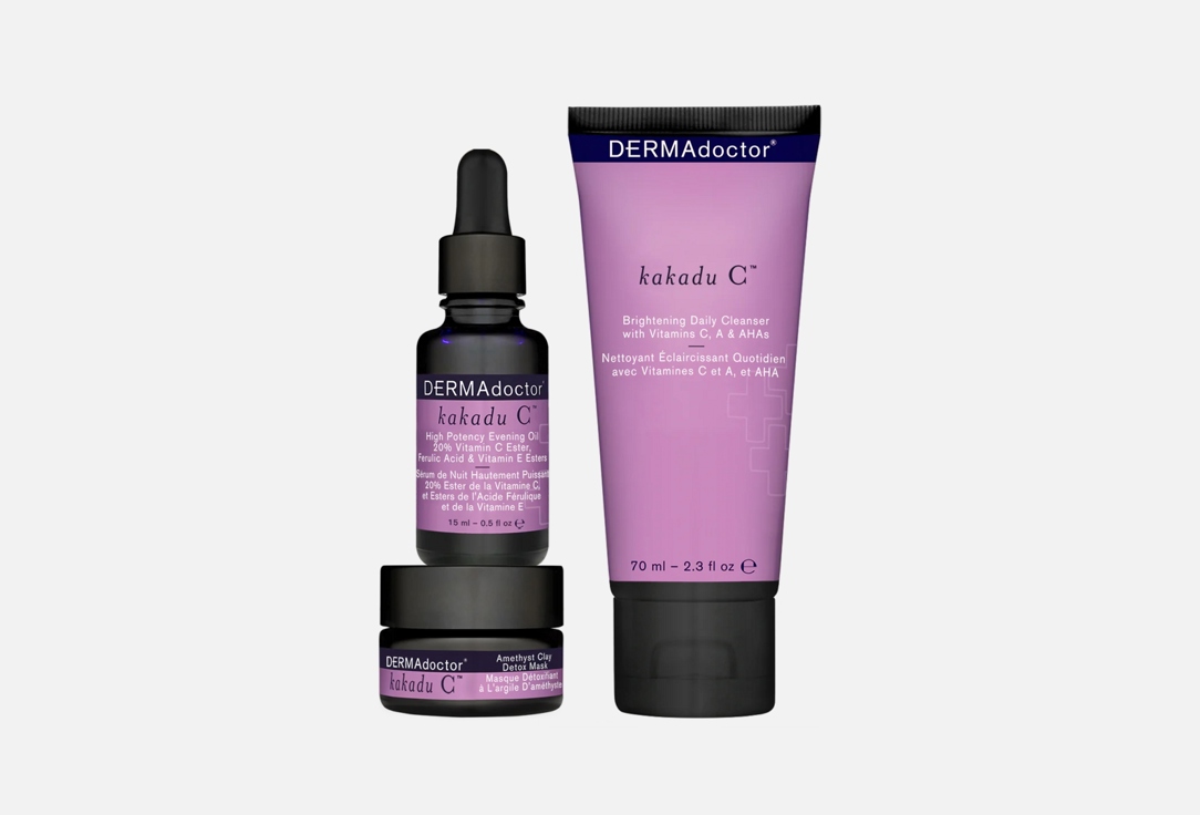 dermadoctor Face Care Set: Cleanser, Mask, Evening Oil Ho Ho Glo Vitamin C Essentials Kit