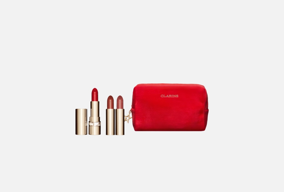 كلارنس مجموعة أحمر شفاه ساتان وحقيبة مكياج جولي روج كولكشن