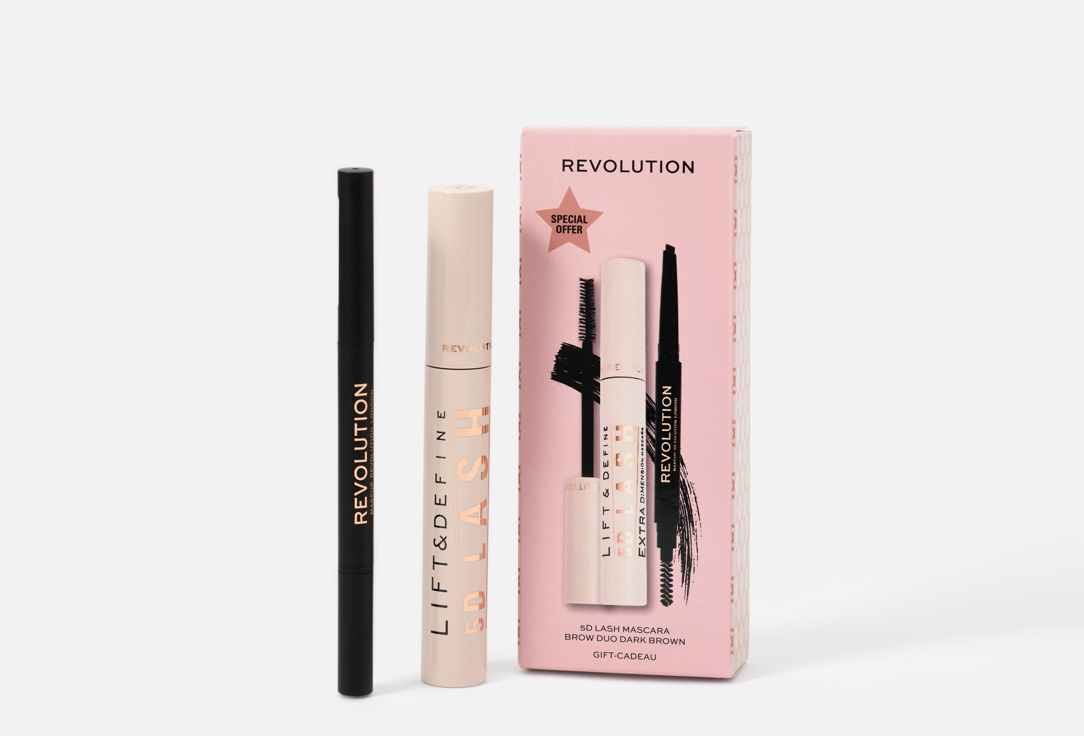MakeUp Revolution Eye Makeup Set 5D Lash Mascara & Brow Duo Dark Brown